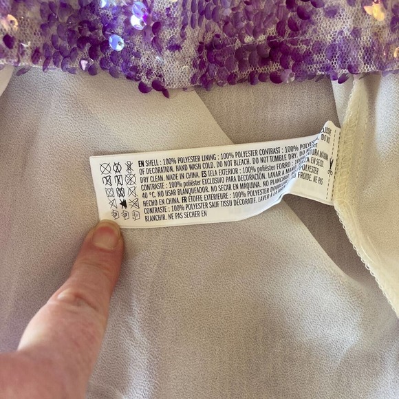 NWT Endless Rose Purple Sequin Shirt Scoop Neck Small Flutter Sleeve Crop Top - Picture 9 of 9